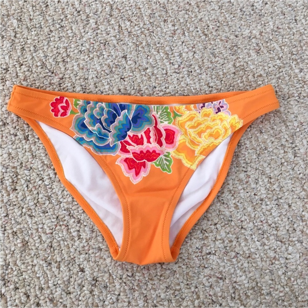Victoria’s Secret Orange Floral Bikini Swim Bottoms